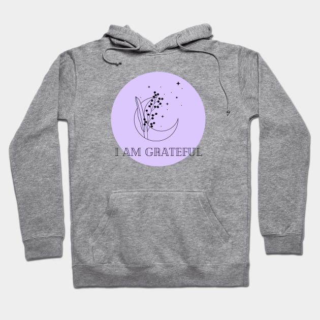 Affirmation Collection - I Am Grateful (Purple) Hoodie by Tanglewood Creations